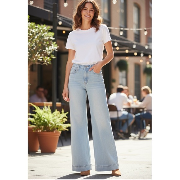 Driftwood Martha wide leg high rise jeans light wash 26 - Picture 1 of 8